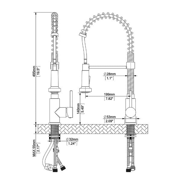 Modern Spring Neck Faucet with Pull-Down Sprayer - Bath Pro Supply