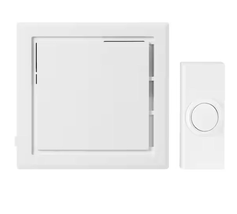 Wireless Plug-In Doorbell Kit with 1 Push Button, White