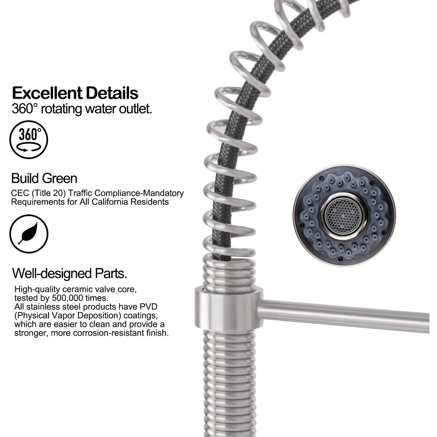 Modern Spring Neck Faucet with Pull-Down Sprayer - Bath Pro Supply