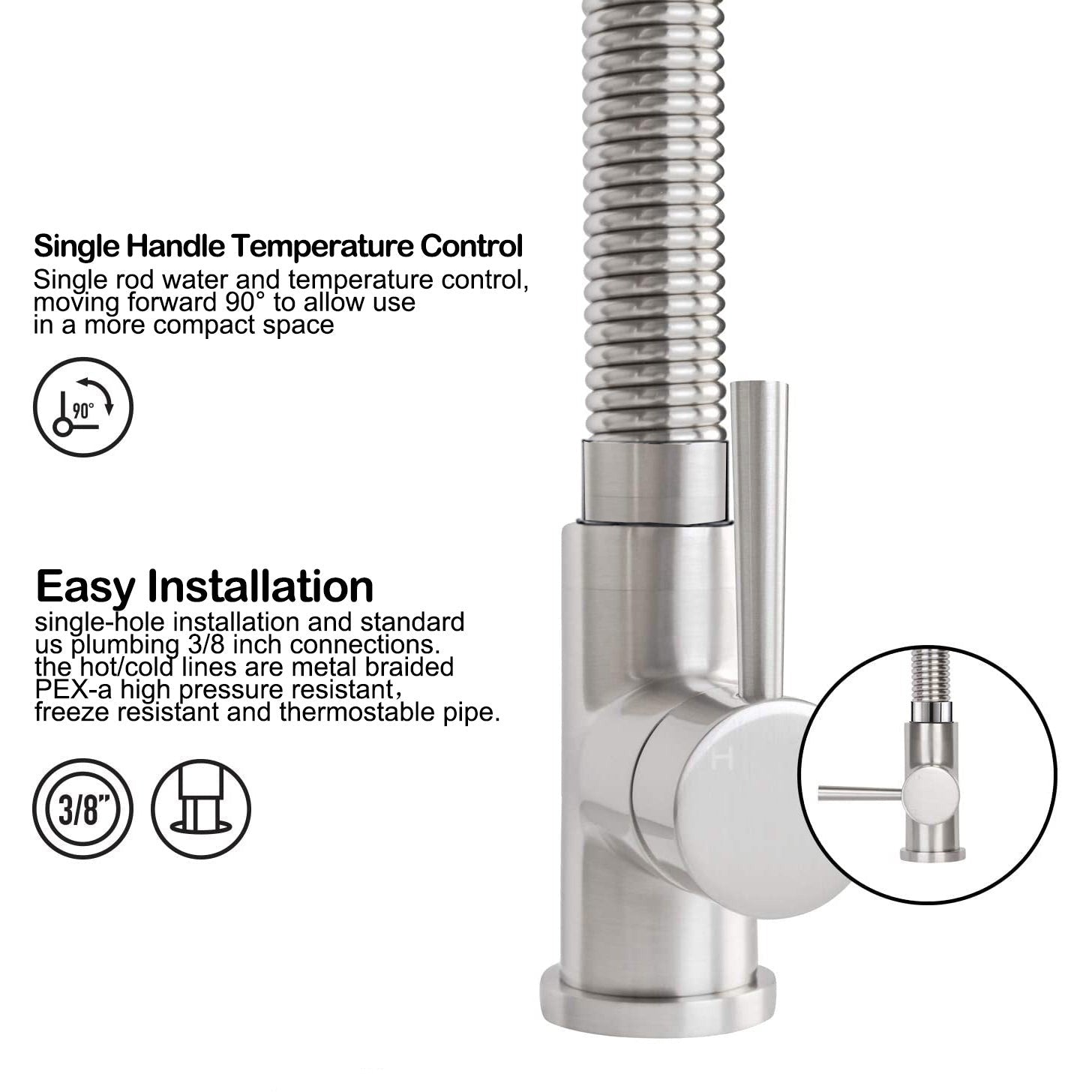 Modern Spring Neck Faucet with Pull-Down Sprayer - Bath Pro Supply