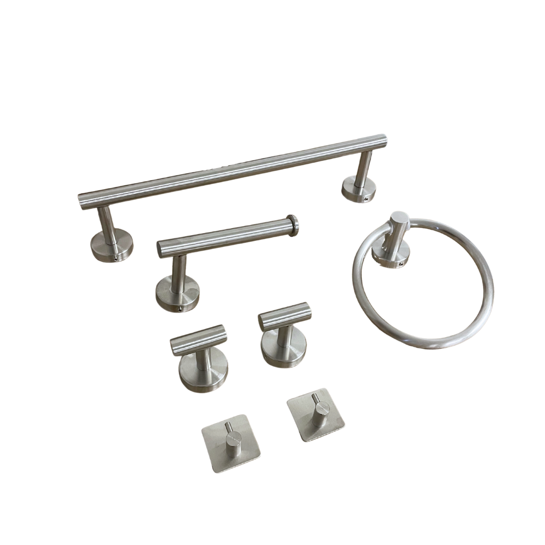 Modern 7-Piece Stainless Steel Towel Bar Set - Bath Pro Supply