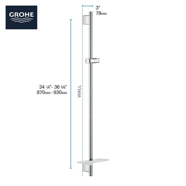 Rainshower SmartActive 36 in. Shower Slide Bar in Matte Black - Bath Pro Supply