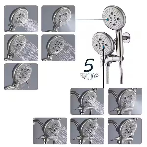 Single-Handle 24-Spray Tub and Shower Faucet with 5 in. Shower Head in Brushed Nickel (Valve Included) - Bath Pro Supply