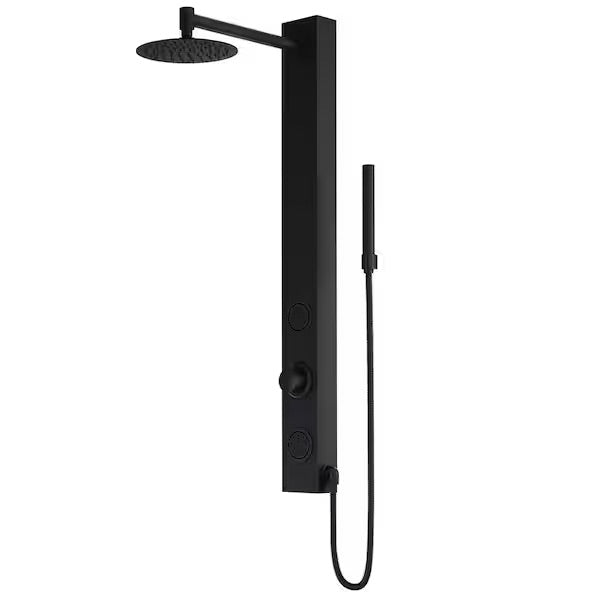 Gardenia 39.375 in. 2-Jet Shower Panel System with Round Shower Head in Matte Black - Bath Pro Supply
