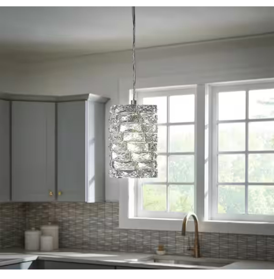 Keighley 1-Light Chrome and Crystal Mini Pendant Light Fixture