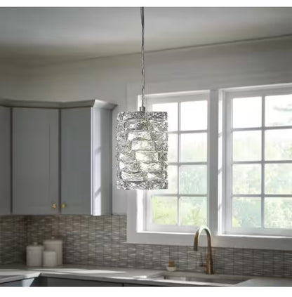 Keighley 1-Light Chrome and Crystal Mini Pendant Light Fixture
