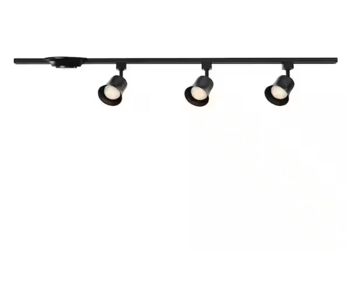 Black Integrated LED Linear Track Step Head Flared 3-Light