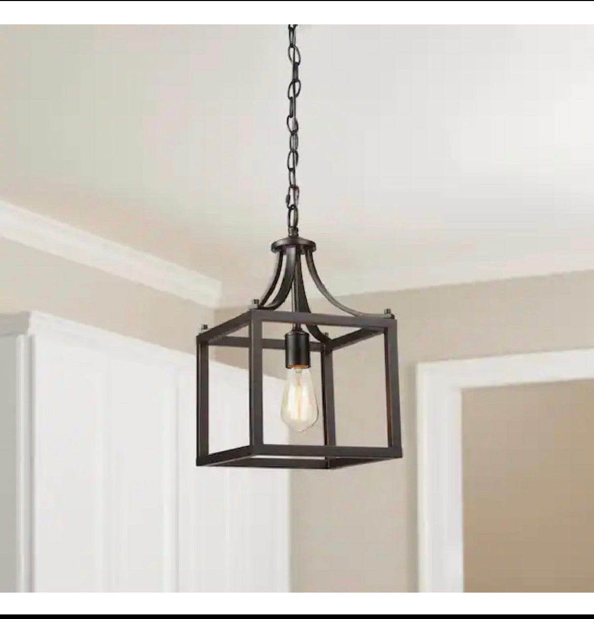 Boswell Quarter 9-1/2 in. 1-Light Distressed Black Farmhouse Mini-Pendant Kitchen Light