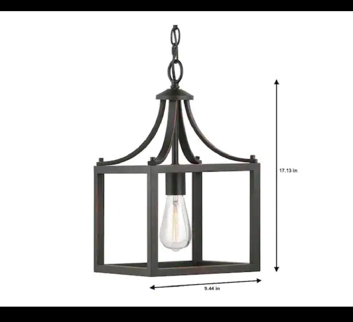 Boswell Quarter 9-1/2 in. 1-Light Distressed Black Farmhouse Mini-Pendant Kitchen Light