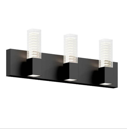 Hologram 24 in. 3 Light Matte Black Modern Integrated LED 5 CCT Vanity Light Bar for Bathroom