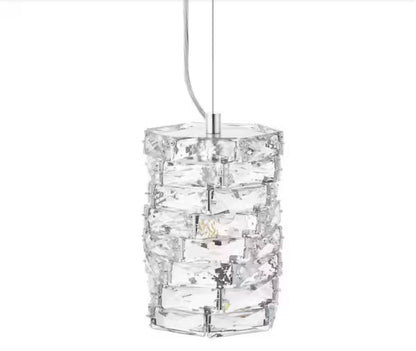Keighley 1-Light Chrome and Crystal Mini Pendant Light Fixture