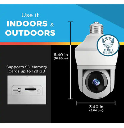 Motion Detecting 360-Degree Indoor/Outdoor Wi-Fi Home Security Camera with Light