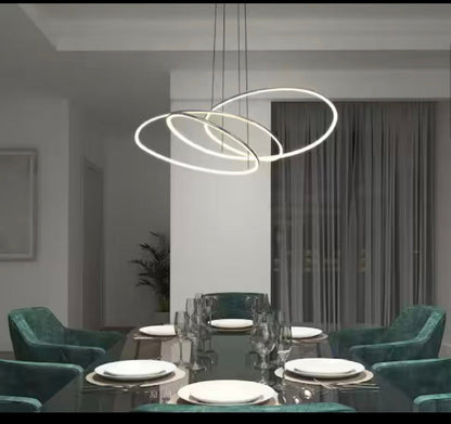 Swirl Butterfly 26-Watt 1 Light Chrome Modern 3 CCT Integrated LED Pendant Light Fixture for Dining Room or Kitchen
