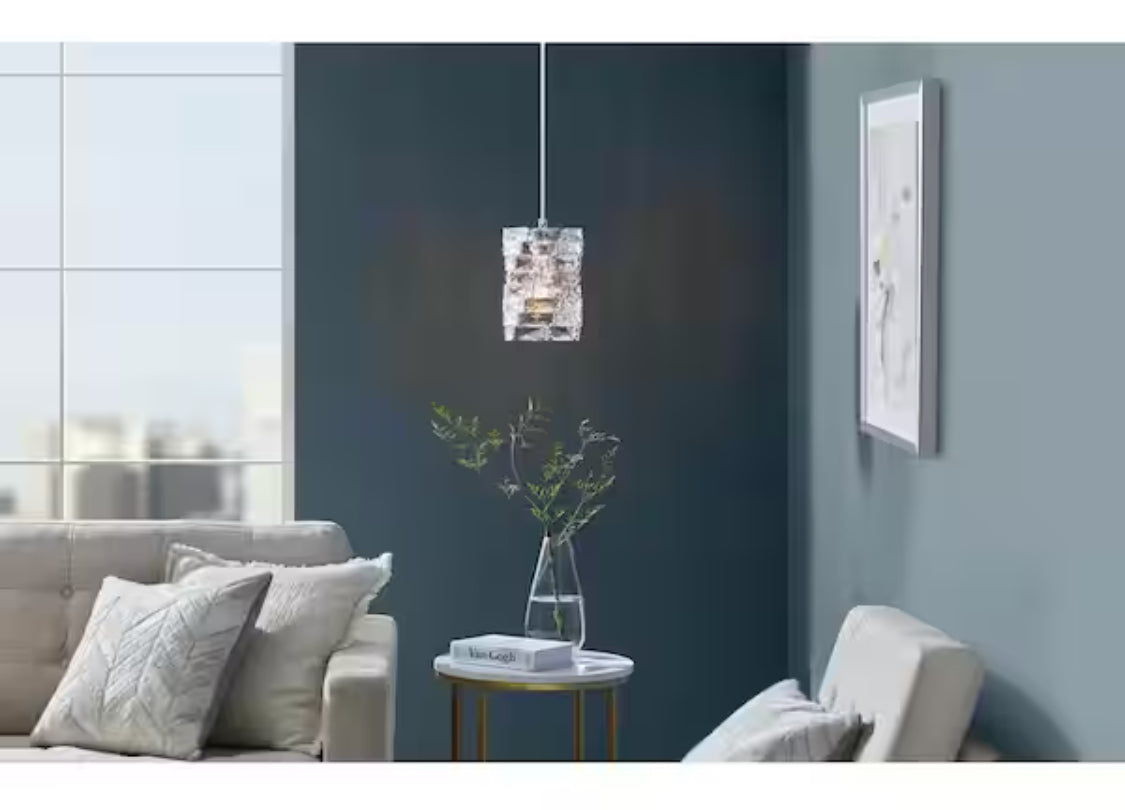 Keighley 1-Light Chrome and Crystal Mini Pendant Light Fixture