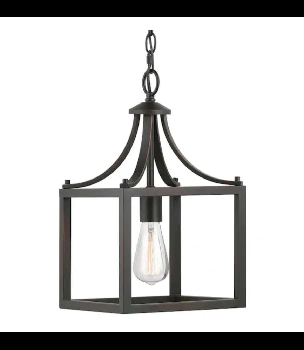 Boswell Quarter 9-1/2 in. 1-Light Distressed Black Farmhouse Mini-Pendant Kitchen Light