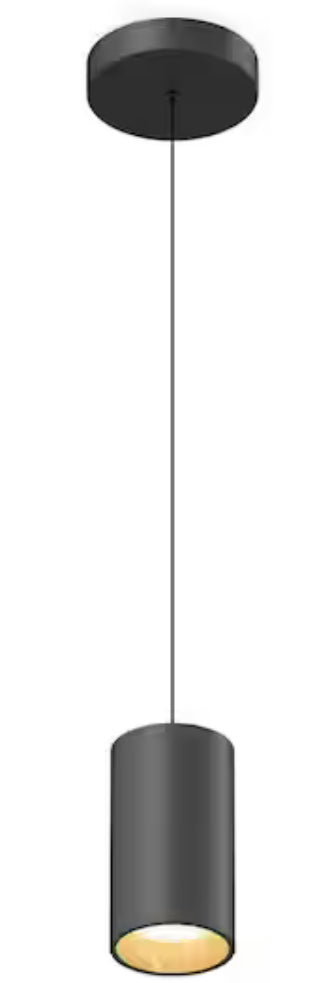 Alton 15-Watt 1 Light Black & Wood Modern 5 CCT Integrated LED Mini Pendant Light Fixture for Kitchen Island