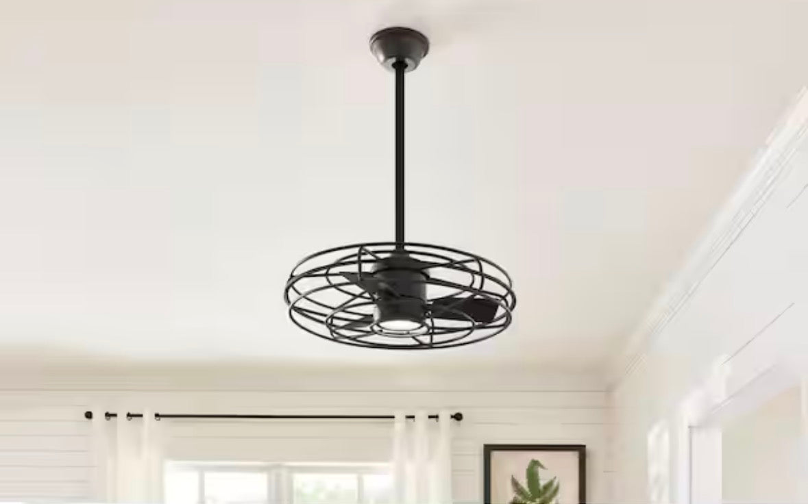 Heritage Point 25 in. Integrated LED Indoor/Covered Outdoor Matte Black Ceiling Fan with Light and Remote Control