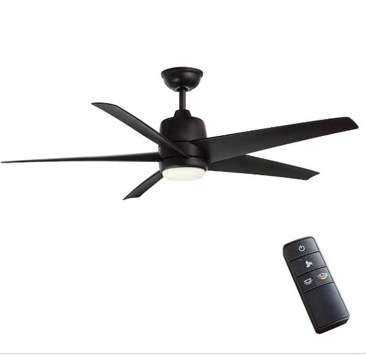 Mena 54 in. White Color Changing Integrated LED Indoor/Outdoor Matte Black Ceiling Fan with Light Kit and Remote Control