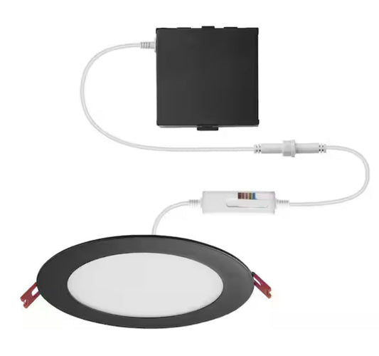 Premium Series 6 in. LED, 2-Level Lumen Select, Ultraslim Canless Recessed Light, Adjustable CCT, Matte Black