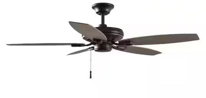 North Pond 52 in. Indoor/Outdoor Matte Black Ceiling Fan with Downrod and Reversible Motor; Light Kit Adaptable