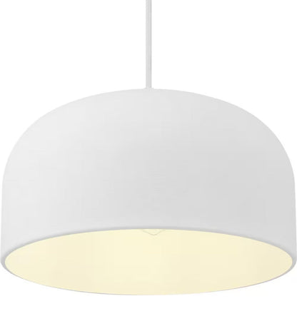 Arriccio 14 in. 1-Light White Plaster Round Shaded Pendant Light