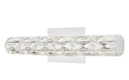Keighley 18 in. Integrated LED Chrome Bathroom Vanity Light Fixture with Crystal Shade