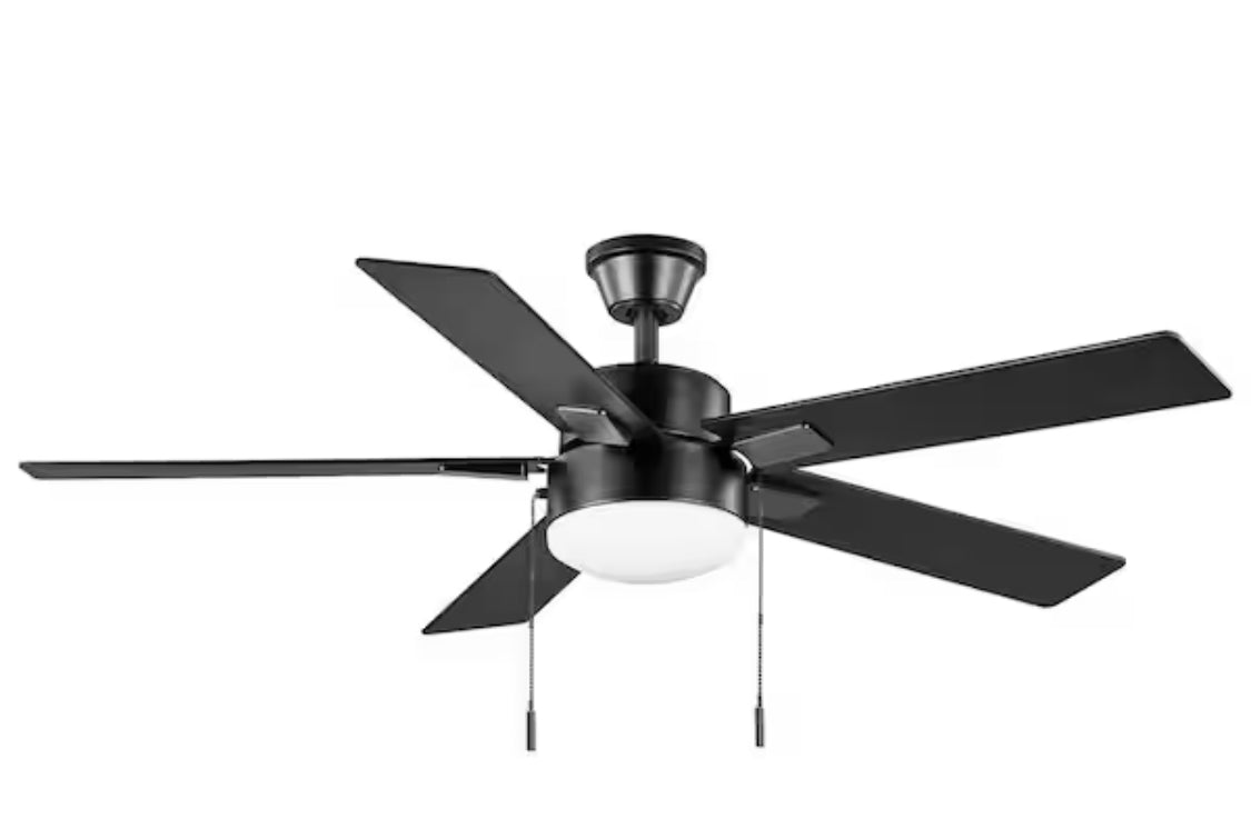 52 in. Corwin Indoor/Outdoor Matte Black LED Ceiling Fan with Light Kit