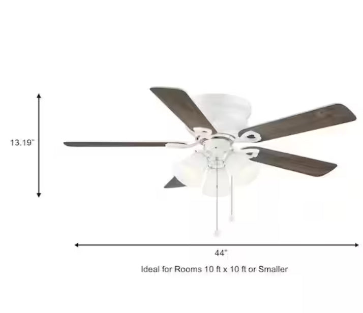 Clarkston II 44 in. LED Indoor White Ceiling Fan with Light Kit