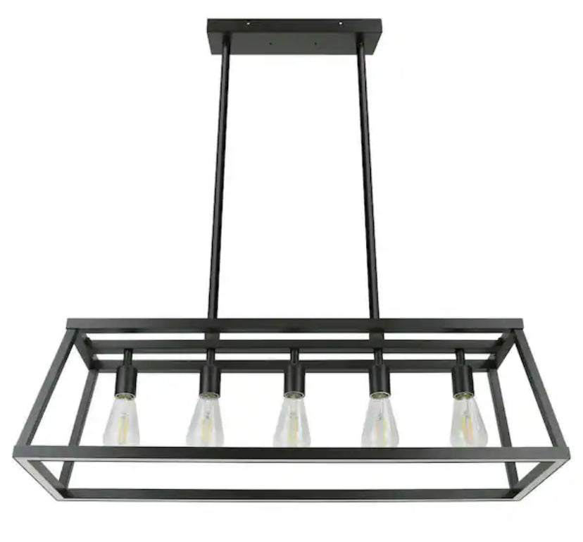 Katalyst 60-Watt 5-Light Matte Black Modern Adjustable CCT and 3-Light Modes Integrated LED Chandelier Light