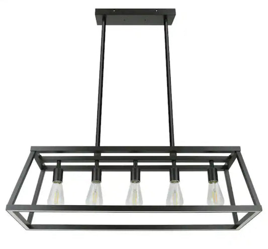Katalyst 60-Watt 5-Light Matte Black Modern Adjustable CCT and 3-Light Modes Integrated LED Chandelier Light