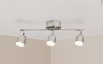 19 in. 3-Light Brushed Steel Integrated LED Track Lighting Kit