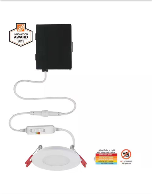 Premium Series 3 in. LED, 2-Level Lumen Select, Baffle Canless Recessed Light, Adjustable CCT