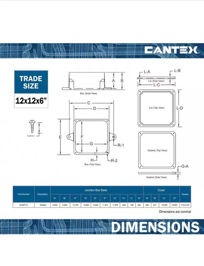 12 in. x 12 in. x 6 in. Junction Box
