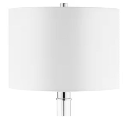 Keiss 60 in. Chrome and Clear Acrylic Standard Floor Lamp with White Fabric Shade