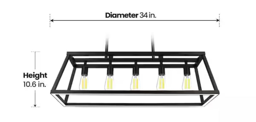 Katalyst 60-Watt 5-Light Matte Black Modern Adjustable CCT and 3-Light Modes Integrated LED Chandelier Light