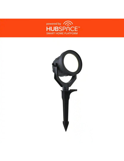 Smart 650 Lumen Low Voltage Black Integrated LED RGB Color Changing Landscape Flood Light Powered by Hubspace