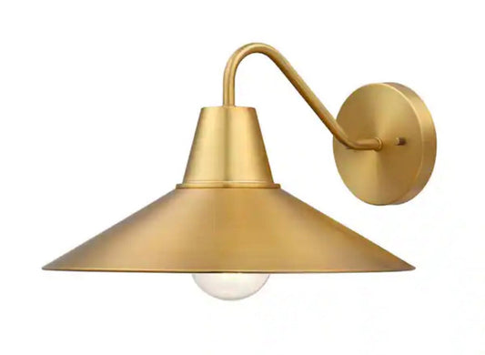 Zemi 14 in. 1-Light Mid-Century Modern Indoor Vintaged Brass Wall Sconce or Bedside Wall Lamp for Living Room