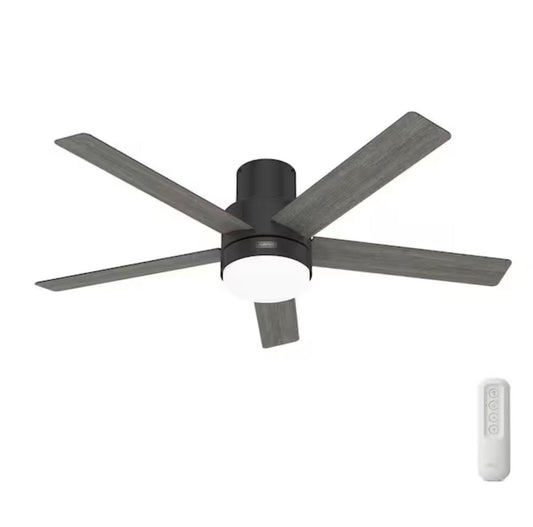 Irvine 52 in. Indoor Matte Black Ceiling Fan with Remote and Light Kit