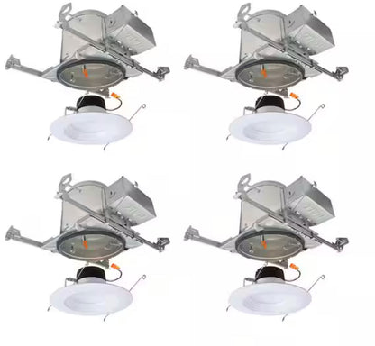 LT 6 in. Adjustable CCT Canless IC Rated Dimmable Indoor, Outdoor Integrated LED Recessed Light Kit (4-Pack)
