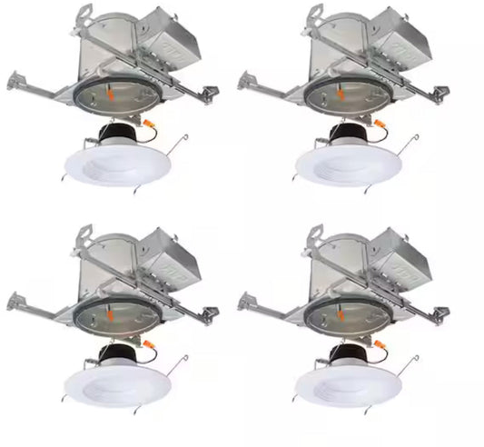 LT 6 in. Adjustable CCT Canless IC Rated Dimmable Indoor, Outdoor Integrated LED Recessed Light Kit (4-Pack)