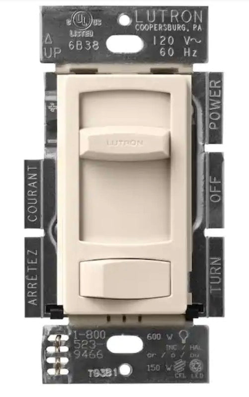 Skylark Contour LED+ Dimmer Switch for LED Bulbs, 150-Watt/Single-Pole or 3-Way, Light Almond (CTCL-153PDH-LA)