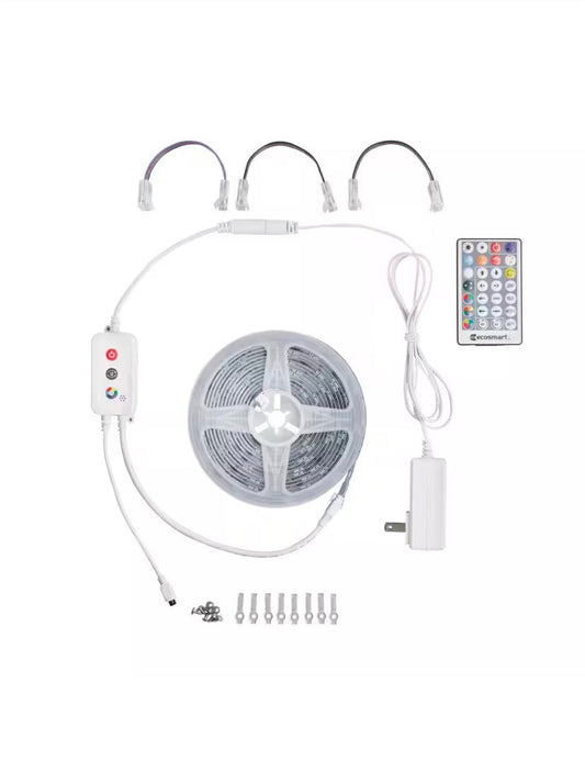 16.4FT RGBWIC Dynamic Color Changing Dimmable Linkable Plug-In LED Strip Light with Remote Control