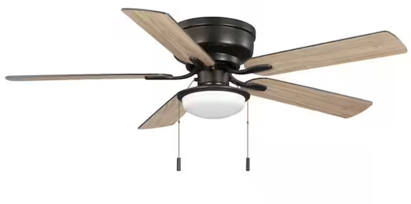 Colton 52 in. Indoor Flat Bronze Low Profile Ceiling Fan with Light Kit and Bright White LED Bulbs Included