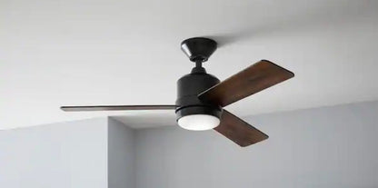 Castlegate 44 in. Indoor Integrated LED Matte Black Ceiling Fan with 3 Reversible Blades, Light Kit and Remote Control