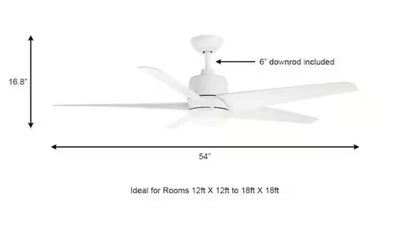 Mena 54 in. White Color Changing Integrated LED Indoor/Outdoor Matte White Ceiling Fan with Light Kit and Remote Control