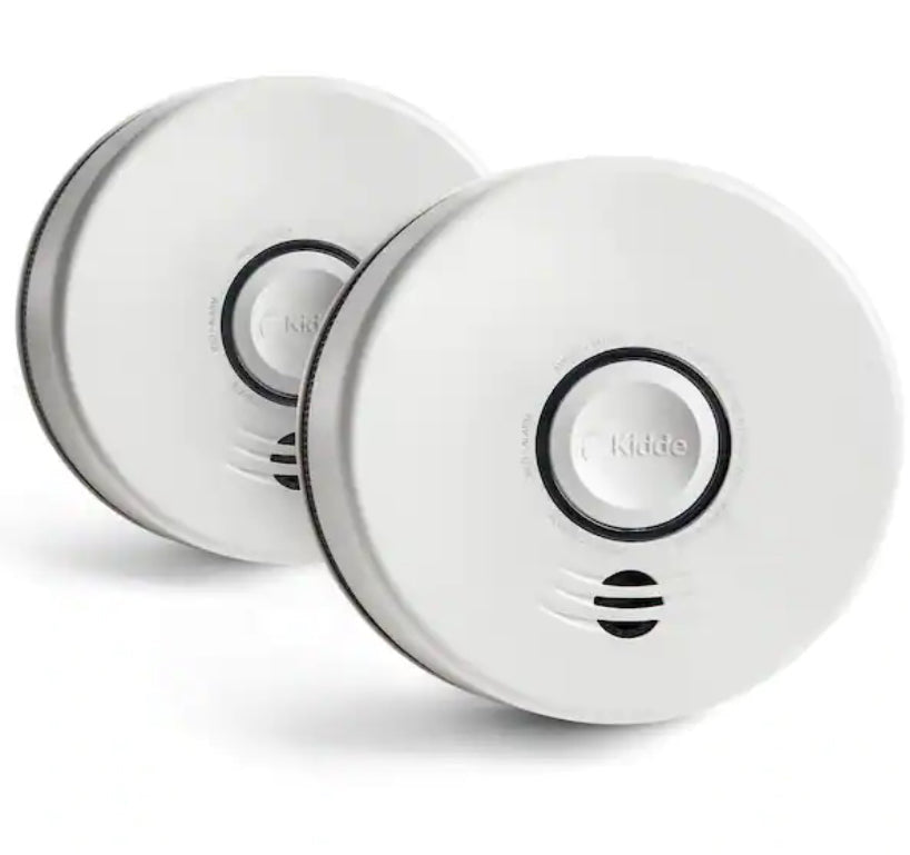 10 Year Worry-Free 2-Pack Battery Powered Interconnected Smoke Detector with Photoelectric Sensor and Voice Alerts