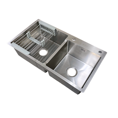 Modern Stainless Steel 304 Double Kitchen Sink (33"W x 18"D) - Bath Pro Supply