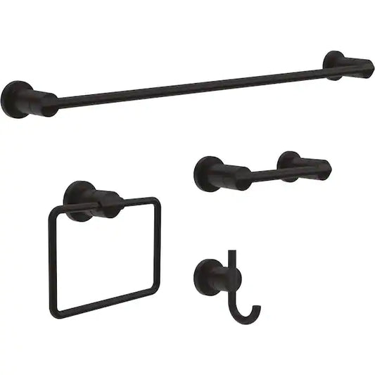 Nicoli 4-Piece Bath Accessory Set in Matte Black - Bath Pro Supply