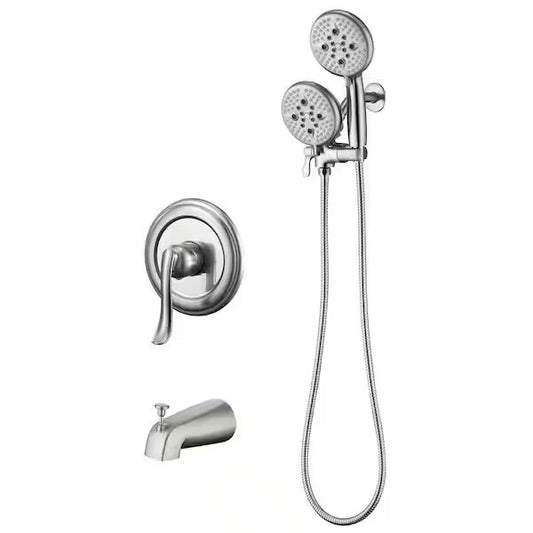 Single-Handle 24-Spray Tub and Shower Faucet with 5 in. Shower Head in Brushed Nickel (Valve Included) - Bath Pro Supply