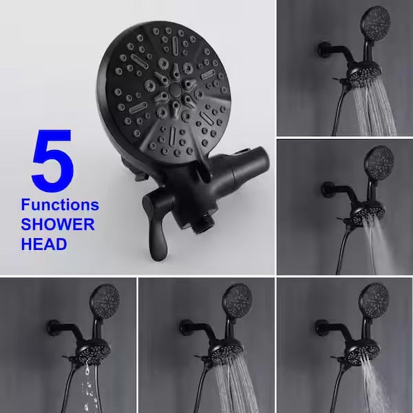 Single-Handle 1-Spray High Pressure Shower Faucet with Handheld Shower Combo and Shower Head in Black (Valve Included) - Bath Pro Supply